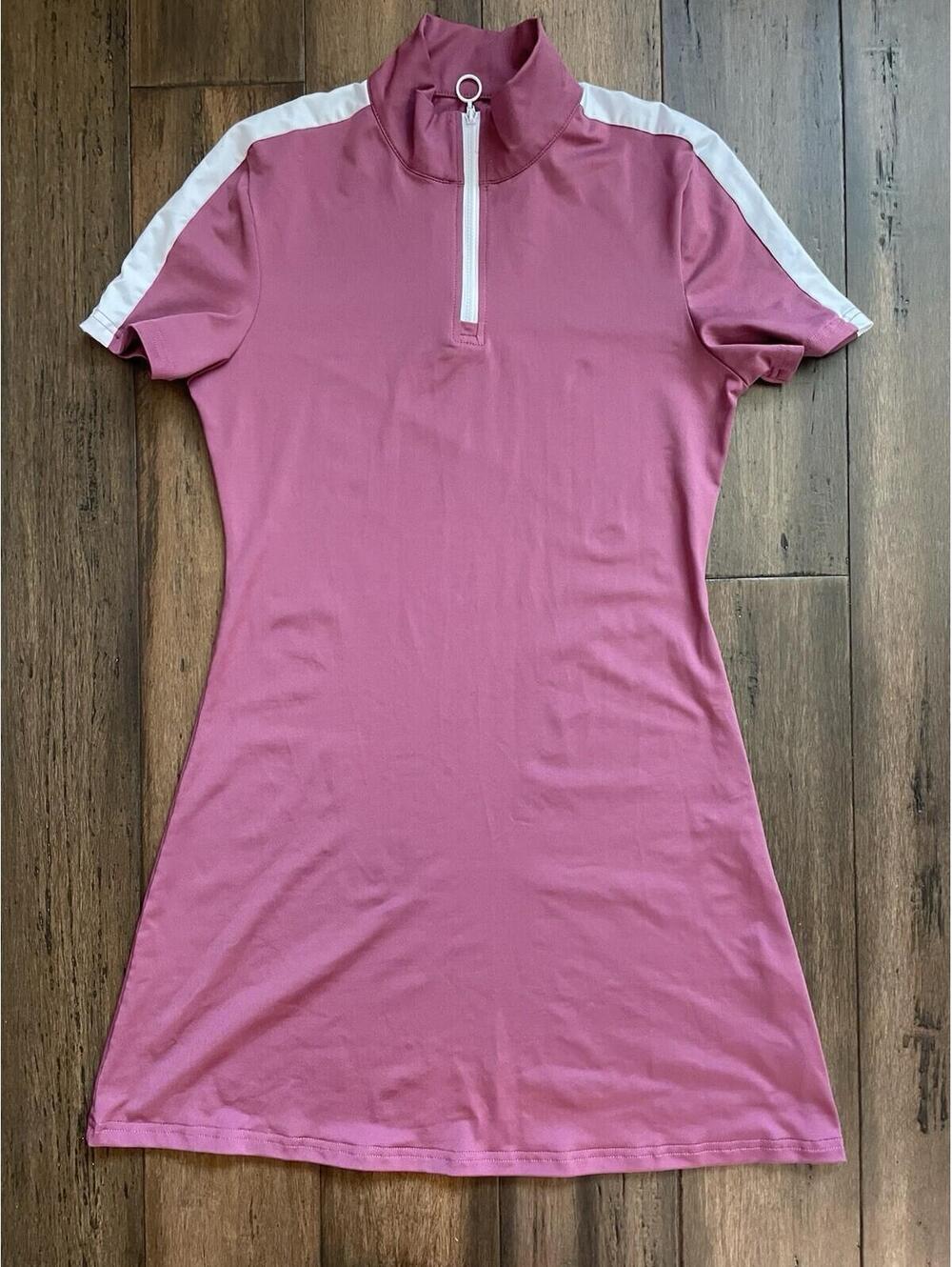 Athletic Dress S, Deep Mauve White Accents Poly/spandex 1/4 Zip Golf Classic
